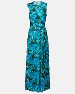 Ulla Johnson Elise Ruffled Printed Jersey Maxi Dress - Blue