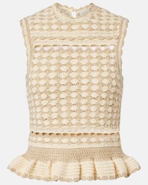 Zimmermann Wanderlust Lame Crochet Tank Top - Natural