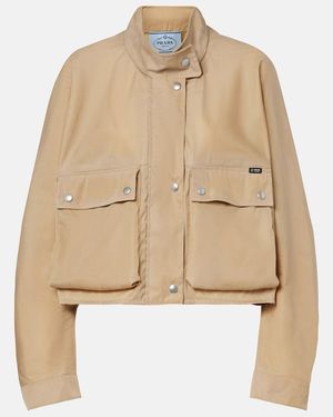 Prada Cropped-Jacke Aus Re-Nylon - Natur