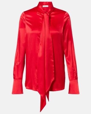 Nina Ricci Lavalliere Silk Crepe De Chine Shirt - Red