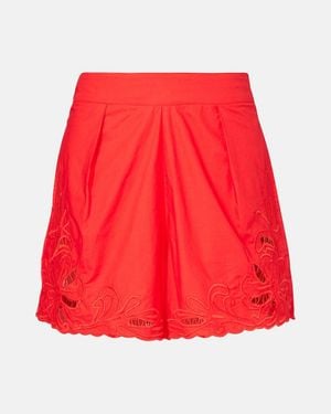 Juliet Dunn Embroidered Cotton Shorts