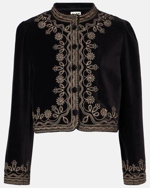RIXO London Denver Embroidered Cotton Jacket - Black