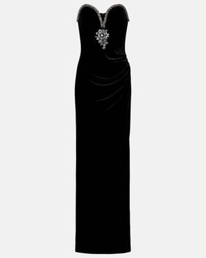 Self-Portrait Embellished Velvet Gown - Black