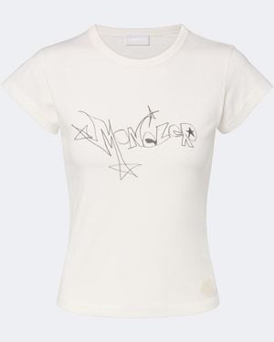 Moncler Printed Cotton Jersey T-Shirt - White