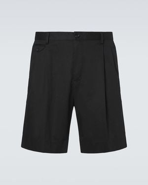 Dolce & Gabbana Pleated Cotton-Blend Bermuda Shorts - Black