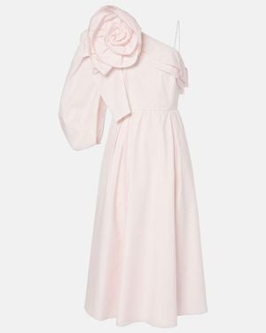 Dorothee Schumacher Floral-Applique Asymmetric Poplin Midi Dress - Pink