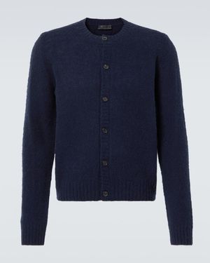 Prada Strickjacke Aus Shetlandwolle - Blau