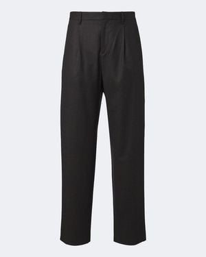 Agnona Wool Pleated Straight Trousers - Black