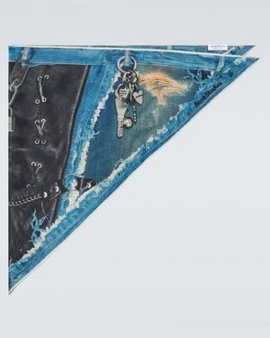 Acne Studios Trompe L'Oil Silk Scarf - Blue