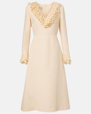 Valentino Crepe Couture Ruffled Midi Dress - Natural