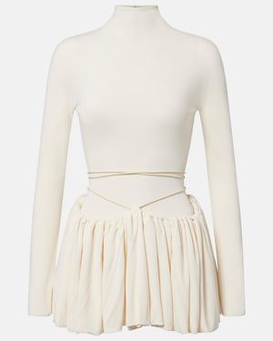 Alaïa Gathered Jersey Minidress - White