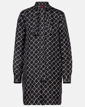 Gucci Horsebit Print Silk Twill Dress - Black