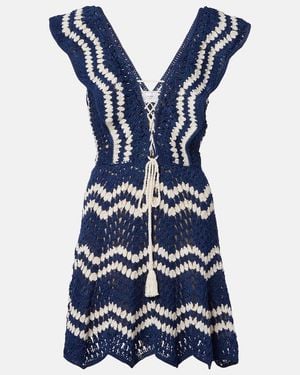 Anna Kosturova Melissa Crochet Cotton Minidress - Blue