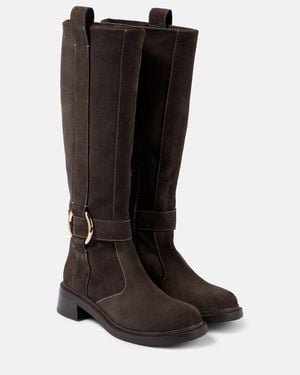 See By Chloé New Ring Suede Knee-High Boots - Black
