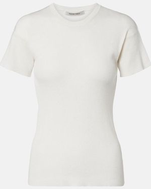 Phoebe Philo Ribbed-Knit Cotton And Silk T-Shirt - White