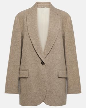 Brunello Cucinelli Single-Breasted Yak Wool Blazer - Natural