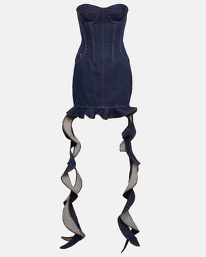 David Koma Corset Denim Minidress - Blue