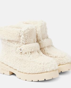 Jimmy Choo Shea Faux Pearl-Embellished Shearling Ankle Boots - Natural