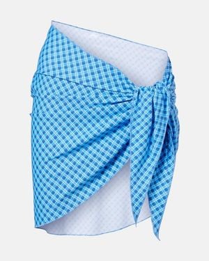 Montce Draped Plaid Beach Cover-Up - Blue