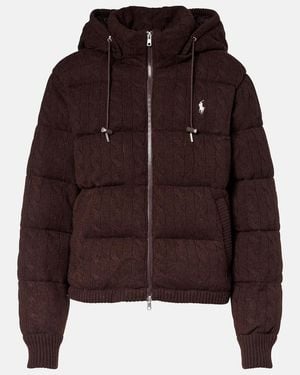 Polo Ralph Lauren Cable-Knit Wool And Cashmere Puffer Jacket - Brown