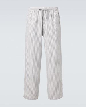 Umit Benan Julian Striped Cotton Poplin Wide-Leg Trousers - White