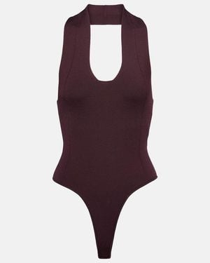 KHAITE Toto Knitted Open-Back Bodysuit - Purple