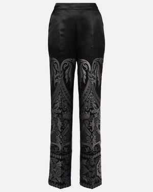Etro Silk Jacquard Palazzo Trousers - Black