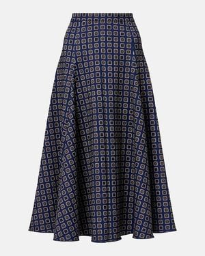 Max Mara Benda Printed Jersey Midi Skirt - Blue