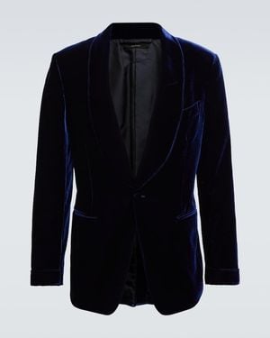 Tom Ford Shelton Velvet Blazer - Blue