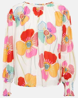 Velvet Avery Floral Cotton And Silk Blouse - Pink