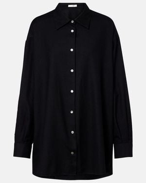 The Row Luka Virgin Wool Flannel Shirt - Black