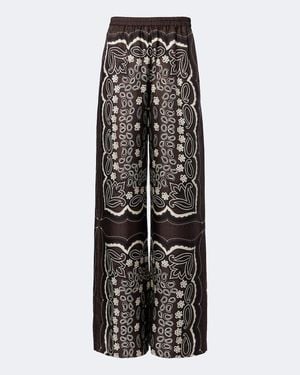 Nili Lotan Morgan Printed Silk Twill Wide-Leg Trousers - Black