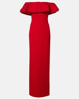 Safiyaa Ryan Ruffled Off-Shoulder Crepe Gown - Red