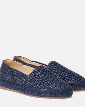 Manolo Blahnik Espadra Leather-Trimmed Raffia Espadrilles - Blue