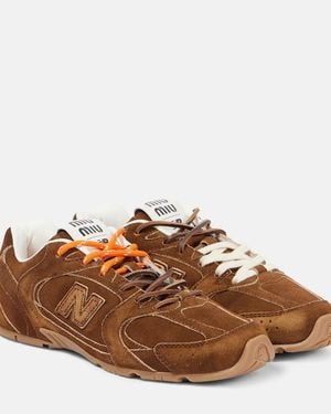Miu Miu X New Balance 530 Sl Suede Sneakers - Brown
