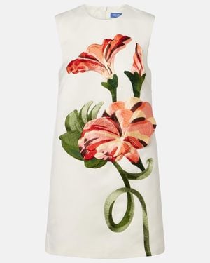 LEO LIN Yvonne Floral-Applique Minidress - White