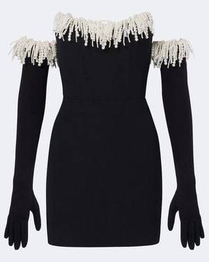 David Koma Vestido Corto Bustier Adornado Con Flecos - Negro