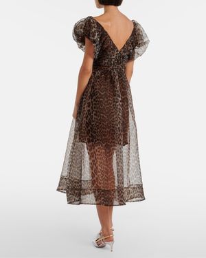 Ganni Technical Organza Corset Midi Dress in Black | Lyst