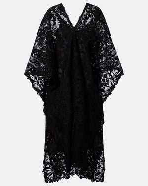 Oscar de la Renta Guipure Lace Kaftan - Black