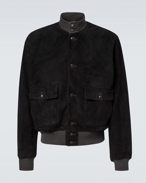 RRL Mason Suede Bomber Jacket - Black