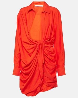 Jacquemus La Robe Bahia Draped Shirt Dress - Red