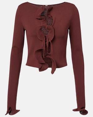 SAME Knitted Ruffled Top - Red