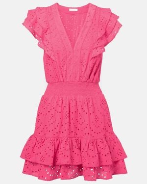Poupette Camila Shirred Cotton Minidress - Pink