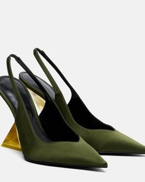 The Attico Slingback-Wedges Aus Satin - Grün