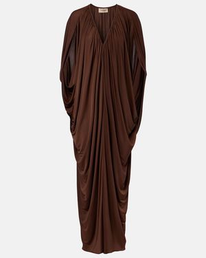 Adriana Degreas Draped Maxi Dress - Brown