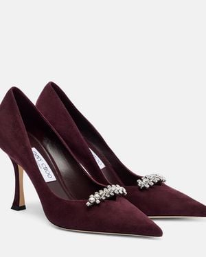 Jimmy Choo Belinda 90 Crystal-Embellished Suede Court Shoes - Purple