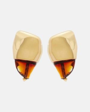Bottega Veneta Pendientes Prisma Small Banados En Oro De 18 Ct - Blanco