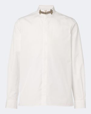 Valentino Embellished Cotton Poplin Shirt - White