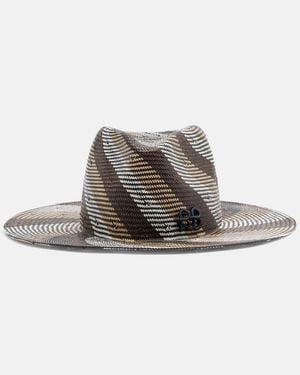 Ruslan Baginskiy Striped Straw Fedora - Brown