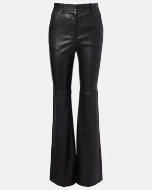 JOSEPH Tafira Mid-Rise Leather Flared Trousers - Black